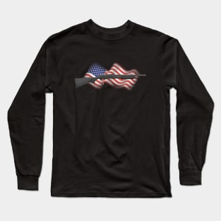 Patriotic Black Pump-Action Shotgun Long Sleeve T-Shirt